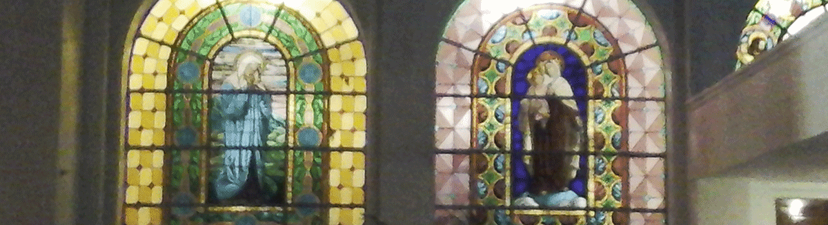 Two of the windows of a church in Barranquilla.