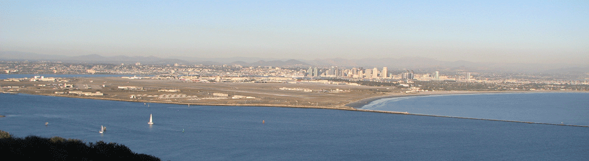 The San Diego skyline from across the bay.