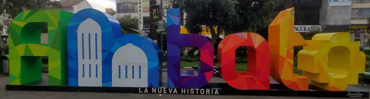 ambato-sign.jpg The Ambato city name sign is in the main plaza called Parque Cevallos.