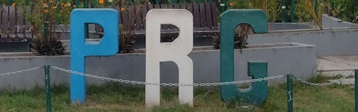 prg-sign.jpg The PRG city-name sign is in a little park alongside the river on Jiron Ricardo Palma where it joins with Av. San Carlos and Jiron Juan Zumaran Pastor.