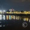 View of the city riverside at night