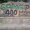 City name sign in the Plaza Principal