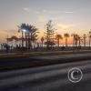 Sunset across the ocean and beach