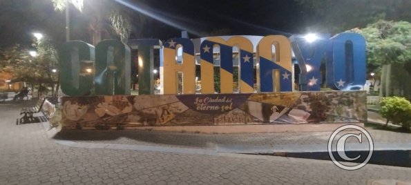 Catamayo city name sign in Parque Central