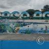 City name sign in Parque Recreativo at Av Petrolera and Av Quito and Vicente Narvaez