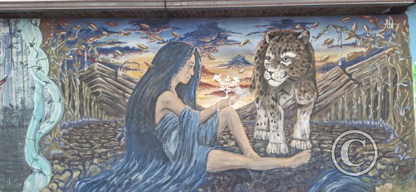 Mural on Av Gonzalez Suariz at Ramiro Fernandez