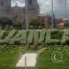 Huancayo sign in topiary at Plaza de la Constitucion at Calle Real y Jiron Puno