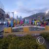 Huanuco sign at Jiron 2 de Mayo y Malecon Daniel Alomia Robles at the turning circle by the river