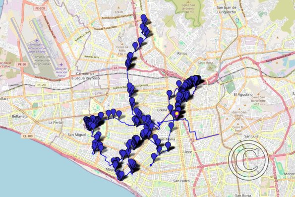 Lima 2023 walking route with photo locations