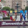 City name sign in the Plaza Mayor at Jiron Deustua and Jiron Lima