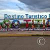 Lago Titicaca name sign at the pier