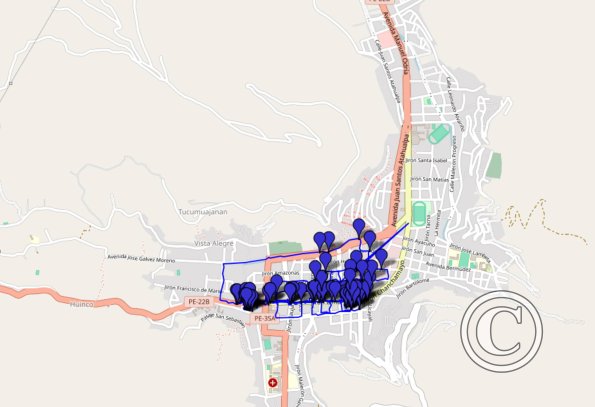 Tarma 2023 walking route with photo locations