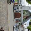 Town church at the City name sign in the Plaza de Armas at Jiron San Juan and Jiron Fredy Aliaga Cardenas