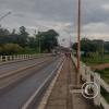 Brazil side of the river nearing Puente de la Concordia, looking back at Brazil